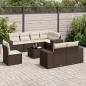Preview: ARDEBO.de - 9-tlg. Garten-Sofagarnitur mit Kissen Braun Poly Rattan