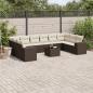 Preview: ARDEBO.de - 11-tlg. Garten-Sofagarnitur mit Kissen Braun Poly Rattan