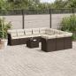 Preview: ARDEBO.de - 12-tlg. Garten-Sofagarnitur mit Kissen Braun Poly Rattan