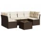 Preview: 7-tlg. Garten-Sofagarnitur mit Kissen Braun Poly Rattan