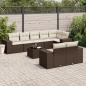 Preview: ARDEBO.de - 9-tlg. Garten-Sofagarnitur mit Kissen Braun Poly Rattan