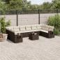 Preview: ARDEBO.de - 11-tlg. Garten-Sofagarnitur mit Kissen Braun Poly Rattan