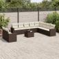 Preview: ARDEBO.de - 11-tlg. Garten-Sofagarnitur mit Kissen Braun Poly Rattan