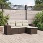 Preview: ARDEBO.de - 4-tlg. Garten-Sofagarnitur mit Kissen Braun Poly Rattan