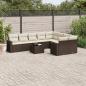 Preview: ARDEBO.de - 10-tlg. Garten-Sofagarnitur mit Kissen Braun Poly Rattan