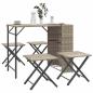 Preview: ARDEBO.de - 5-tlg. Garten-Essgruppe Klappbar Hellgrau Poly Rattan