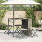 Preview: 5-tlg. Garten-Essgruppe Klappbar Hellgrau Poly Rattan