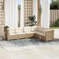 Preview: ARDEBO.de - 6-tlg. Garten-Sofagarnitur mit Kissen Beige Poly Rattan