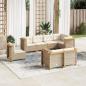 Preview: ARDEBO.de - 8-tlg. Garten-Sofagarnitur mit Kissen Beige Poly Rattan