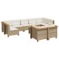 Preview: ARDEBO.de - 10-tlg. Garten-Sofagarnitur mit Kissen Beige Poly Rattan