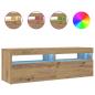 Preview: TV-Schrank mit LED Artisan-Eiche 120x35x40 cm Holzwerkstoff