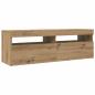 Preview: TV-Schrank mit LED Artisan-Eiche 120x35x40 cm Holzwerkstoff