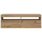 Preview: TV-Schrank mit LED Artisan-Eiche 120x35x40 cm Holzwerkstoff