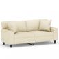 Preview: 2-Sitzer-Sofa mit Zierkissen Creme 140 cm Kunstleder