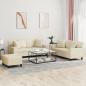 Preview: ARDEBO.de - 3-tlg. Sofagarnitur mit Kissen Creme Kunstleder