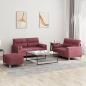 Preview: ARDEBO.de - 3-tlg. Sofagarnitur mit Kissen Weinrot Stoff