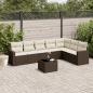 Preview: ARDEBO.de - 8-tlg. Garten-Sofagarnitur mit Kissen Braun Poly Rattan