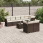 Preview: ARDEBO.de - 9-tlg. Garten-Sofagarnitur mit Kissen Braun Poly Rattan
