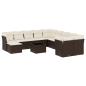 Preview: 12-tlg. Garten-Sofagarnitur mit Kissen Braun Poly Rattan