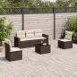 Preview: ARDEBO.de - 6-tlg. Garten-Sofagarnitur mit Kissen Braun Poly Rattan