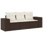 Preview: 3-tlg. Garten-Sofagarnitur mit Kissen Braun Poly Rattan
