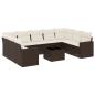 Preview: 10-tlg. Garten-Sofagarnitur mit Kissen Braun Poly Rattan