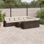 Preview: ARDEBO.de - 11-tlg. Garten-Sofagarnitur mit Kissen Braun Poly Rattan