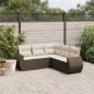 Preview: ARDEBO.de - 5-tlg. Garten-Sofagarnitur mit Kissen Braun Poly Rattan