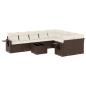 Preview: 10-tlg. Garten-Sofagarnitur mit Kissen Braun Poly Rattan
