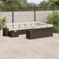 Preview: ARDEBO.de - 11-tlg. Garten-Sofagarnitur mit Kissen Braun Poly Rattan