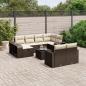 Preview: ARDEBO.de - 11-tlg. Garten-Sofagarnitur mit Kissen Braun Poly Rattan