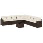 Preview: 10-tlg. Garten-Sofagarnitur mit Kissen Braun Poly Rattan