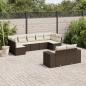 Preview: ARDEBO.de - 9-tlg. Garten-Sofagarnitur mit Kissen Braun Poly Rattan