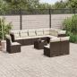 Preview: ARDEBO.de - 11-tlg. Garten-Sofagarnitur mit Kissen Braun Poly Rattan