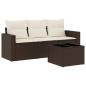 Preview: 4-tlg. Garten-Sofagarnitur mit Kissen Braun Poly Rattan
