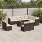 Preview: ARDEBO.de - 13-tlg. Garten-Sofagarnitur mit Kissen Braun Poly Rattan