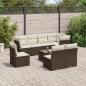 Preview: ARDEBO.de - 9-tlg. Garten-Sofagarnitur mit Kissen Braun Poly Rattan