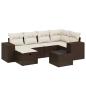 Preview: 7-tlg. Garten-Sofagarnitur mit Kissen Braun Poly Rattan