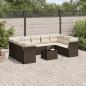 Preview: ARDEBO.de - 10-tlg. Garten-Sofagarnitur mit Kissen Braun Poly Rattan