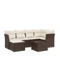 Preview: 7-tlg. Garten-Sofagarnitur mit Kissen Braun Poly Rattan