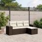 Preview: ARDEBO.de - 4-tlg. Garten-Sofagarnitur mit Kissen Braun Poly Rattan