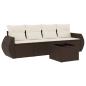 Preview: 5-tlg. Garten-Sofagarnitur mit Kissen Braun Poly Rattan