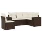 Preview: 5-tlg. Garten-Sofagarnitur mit Kissen Braun Poly Rattan