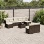 Preview: ARDEBO.de - 10-tlg. Garten-Sofagarnitur mit Kissen Braun Poly Rattan