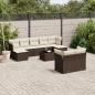 Preview: ARDEBO.de - 10-tlg. Garten-Sofagarnitur mit Kissen Braun Poly Rattan