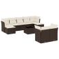 Preview: 10-tlg. Garten-Sofagarnitur mit Kissen Braun Poly Rattan