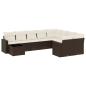 Preview: 10-tlg. Garten-Sofagarnitur mit Kissen Braun Poly Rattan