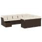 Preview: 11-tlg. Garten-Sofagarnitur mit Kissen Braun Poly Rattan