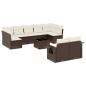 Preview: 10-tlg. Garten-Sofagarnitur mit Kissen Braun Poly Rattan