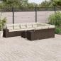 Preview: ARDEBO.de - 11-tlg. Garten-Sofagarnitur mit Kissen Braun Poly Rattan